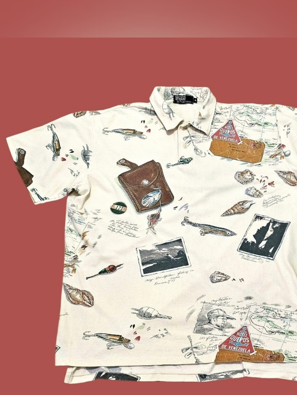 Polo by Ralph Lauren Cream Travel & Fishing Print Polo Set
